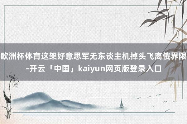 欧洲杯体育这架好意思军无东谈主机掉头飞离俄界限-开云「中国」kaiyun网页版登录入口